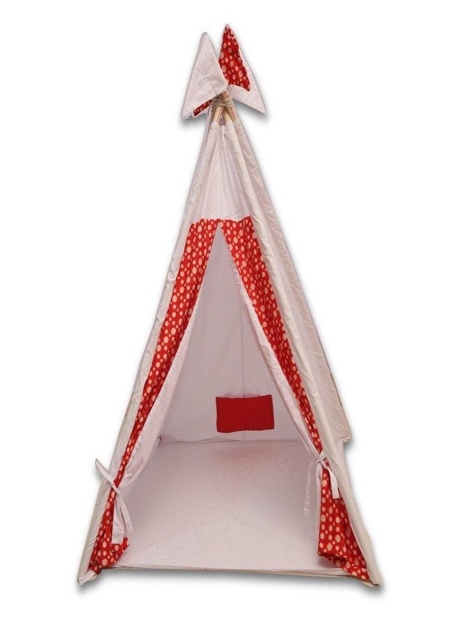 CREATIVE TEXTILES Tent House for Kids Cotton Tent House/Play House with Flag red and White Shaped Baby Plush Pillow with Cushions for 2 Yrs and Above Kids - Image 3